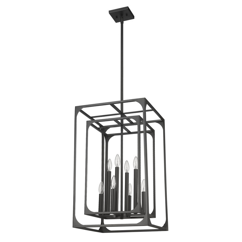 Lustre carré 8 lumières, Noir mat