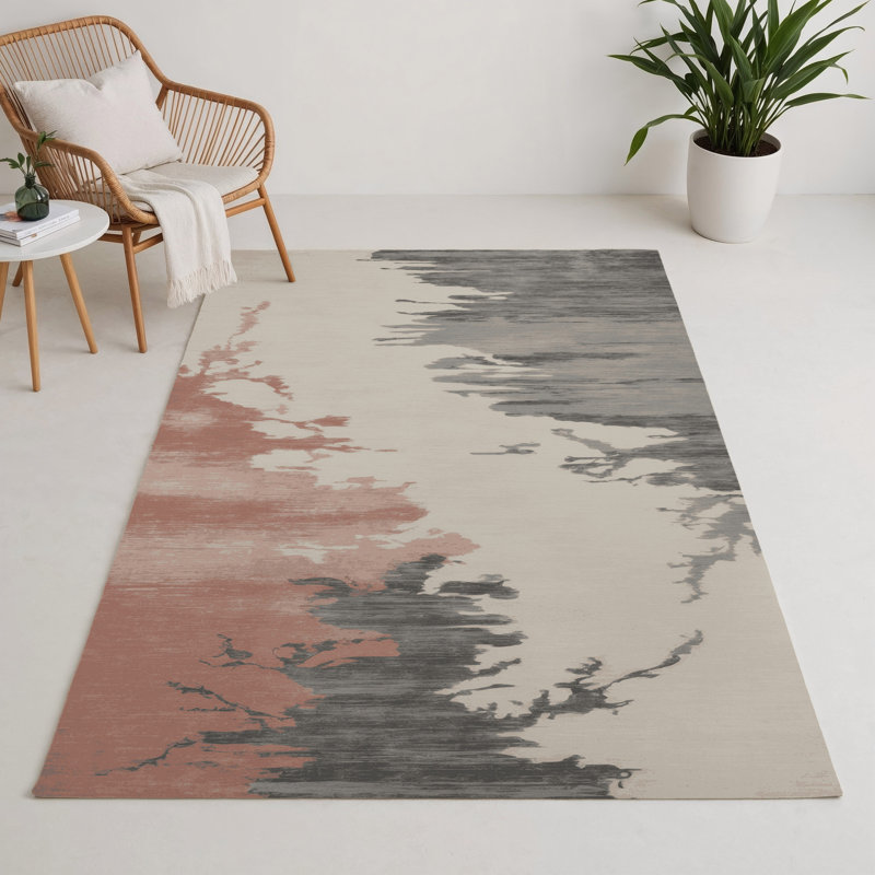 Watercolor Gray Indoor and Outdoor Area Rug, Rectangle 9' x 12'