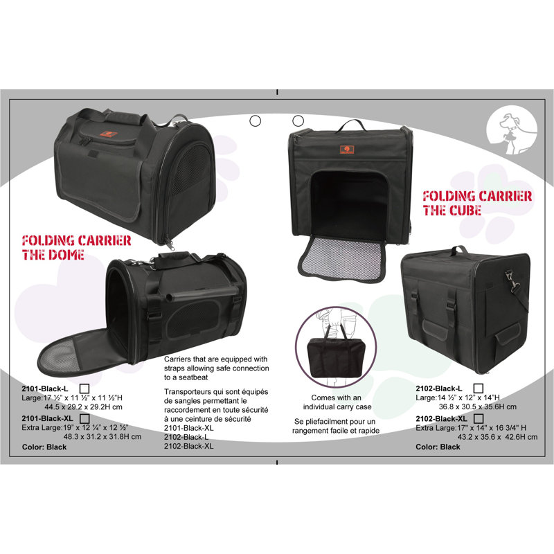 Transporteur pour animaux, Grand (H 14 po x l 12 po x P 14,5 po)
