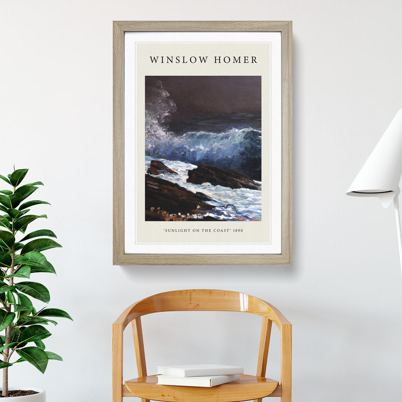 Sunlight On The Coast by Winslow Homer - Single Picture Frame Print, 48cm H x 36cm W x 2cm D, Oak Framed