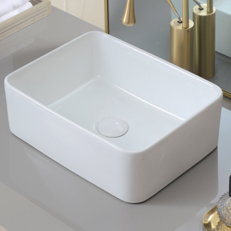 Lavabo de salle de bain vasque en évier de cuisine en céramique à simple cuve avec crépine