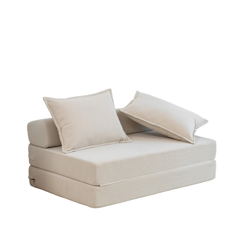 Canapé-lit pliable avec canapé-lit simple et coussins, Beige