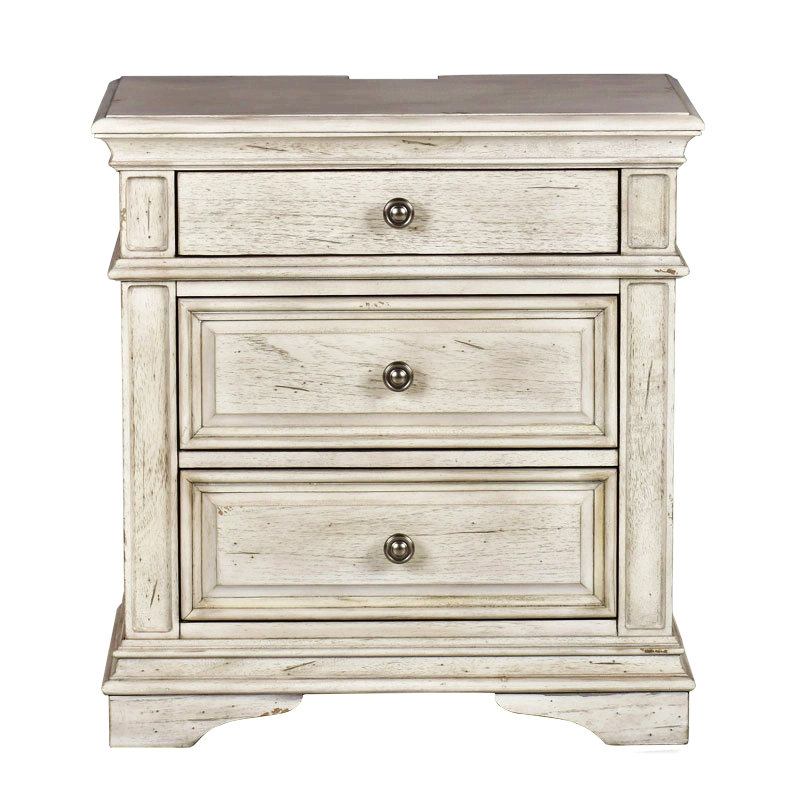 Table de chevet avec USB - blanc cathédrale