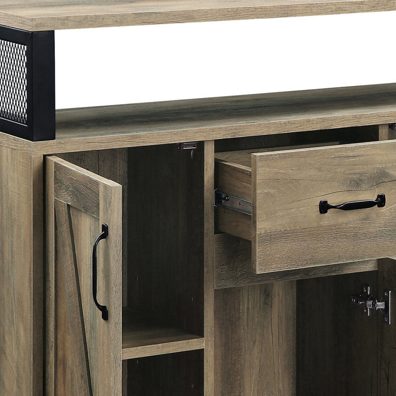 Desserte de salle à manger en chêne au fini rustique - Rangement spacieux pour les accessoires et plus d'espace à 3 portes avec options personnalisables