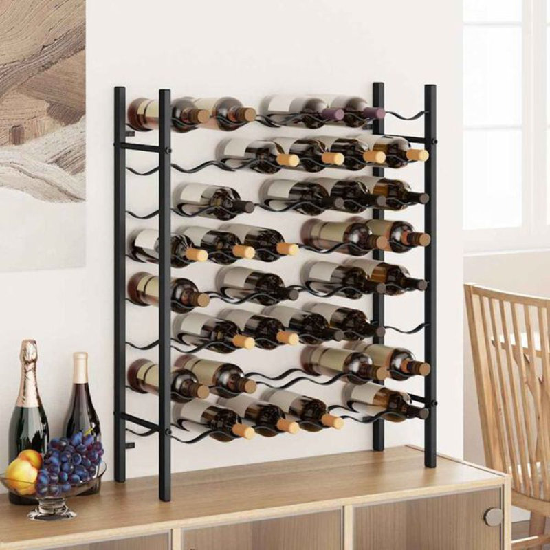 Porte-bouteilles Malahn, Noir, H 31,5 po x l 25,6 po x P 11,8 po