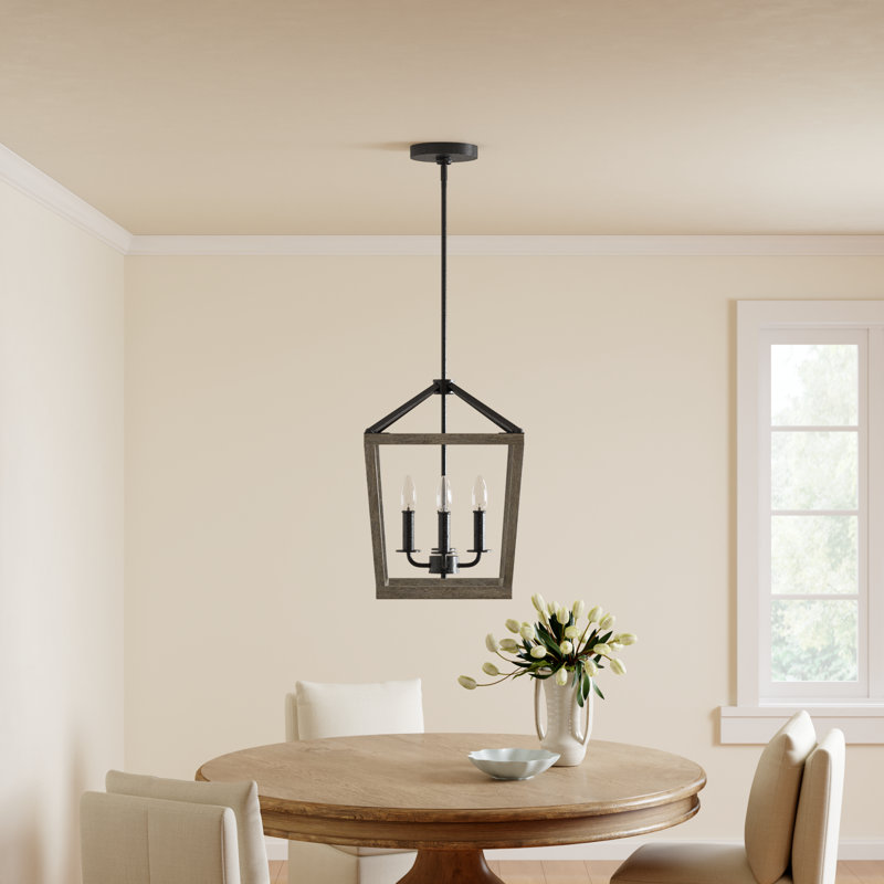 Icarus 4 Light Lantern Geometric Chandelier, 84.25" H x 18" W x 18" D