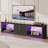 Kruszewski 80" Modern Fluted TV Stand with Adjustable Shelf, LED Media Console for 85 Inch TV, Glossy TV Console with Cabinet-1293128808