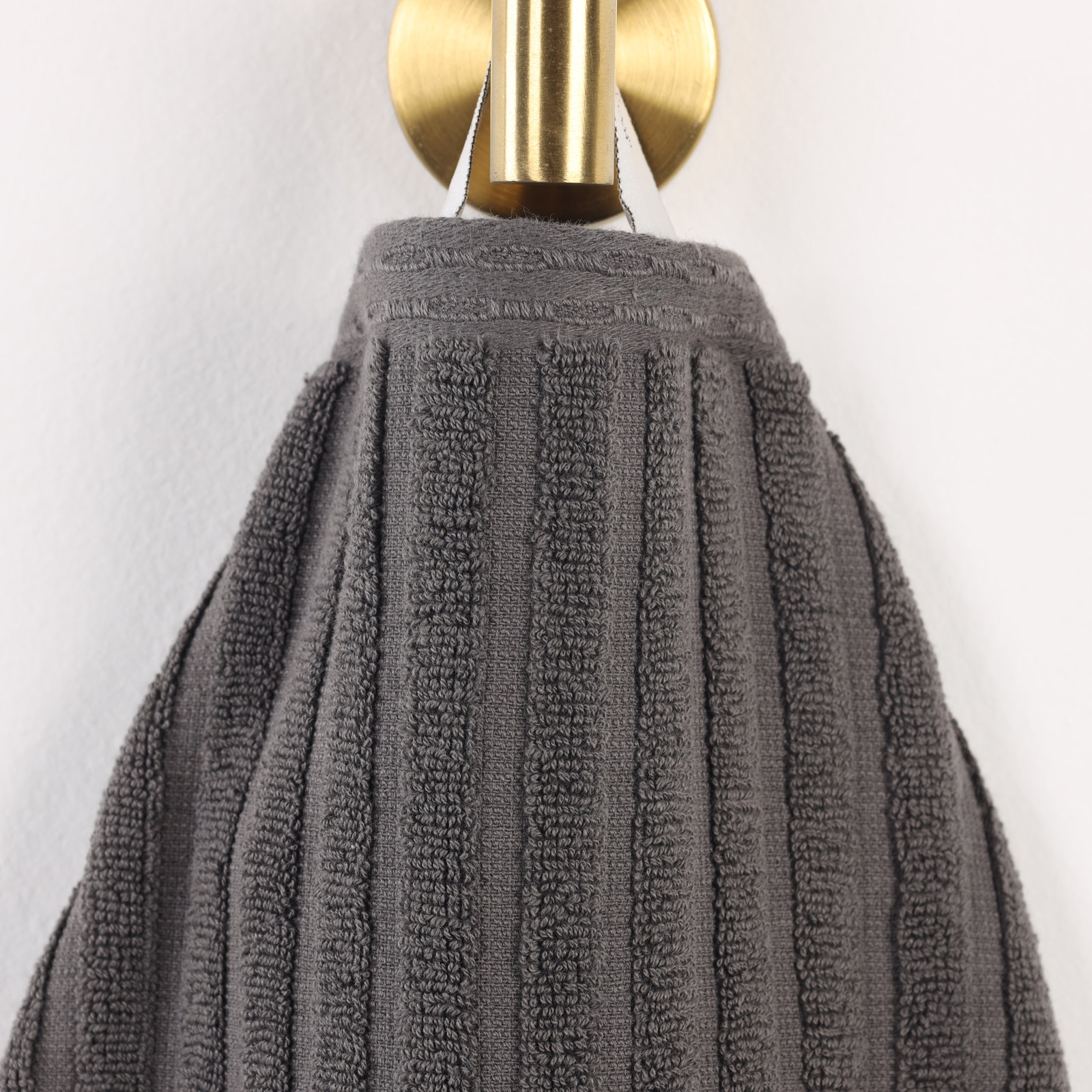 6-Piece Ribbed Cotton Towel Set, Charcoal