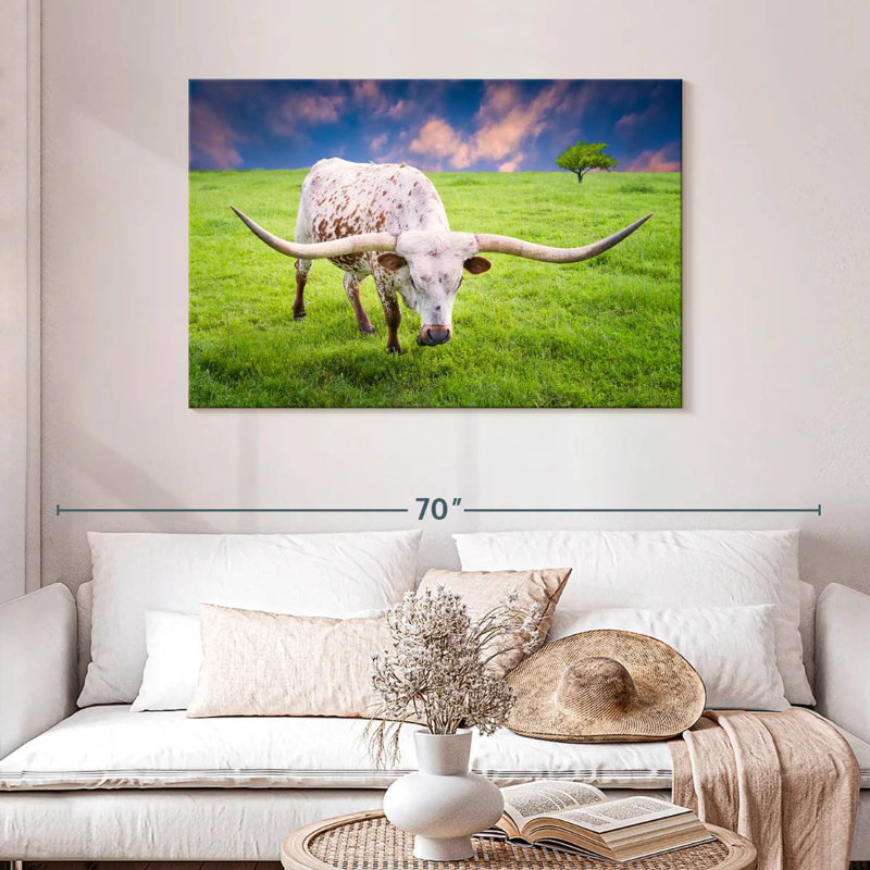 Brampt White Longhorn, 30" H x 45" W
