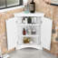 Armoire de rangement de coin de salle de bain autoportante en bois avec porte et tablettes réglables-1297978398