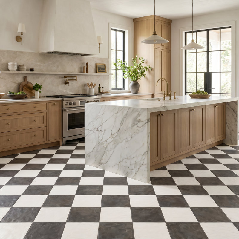 Carrelage en porcelaine 8x8 Autumn Essentials, Graphite / blanc