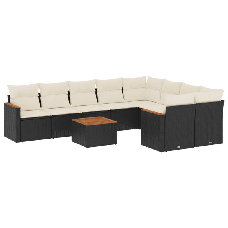 Ensemble de canapé de jardin Vidaxl noir, blanc crème