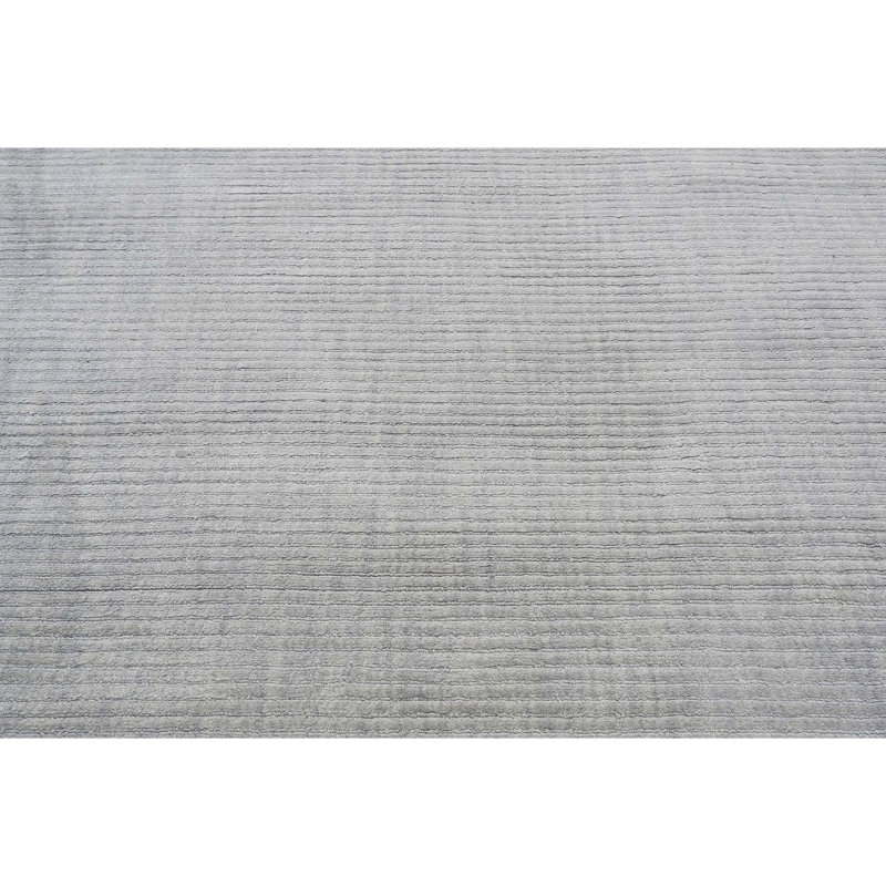 Tapis rectangulaire en soie noué à la main en argent, Rectangle de 10 pi x 14 pi