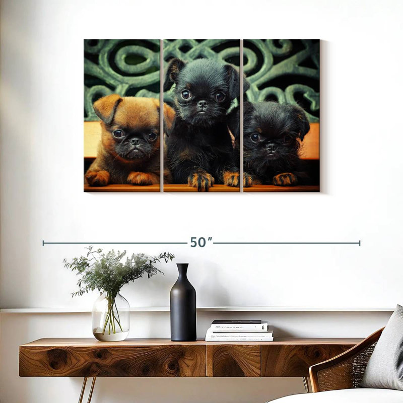 Griffon Puppies, 24" H x 38" W