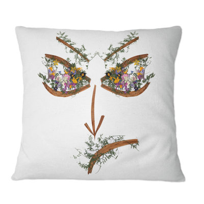 Design Art Face Of Dried Pressing Bright Flowers - Traditional Printed Throw Pillow