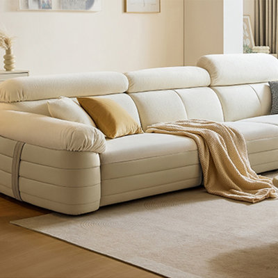 Cream fabric in-line sofa
