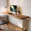 Bureau flottant rectangulaire en bois massif Burlywood-24845811
