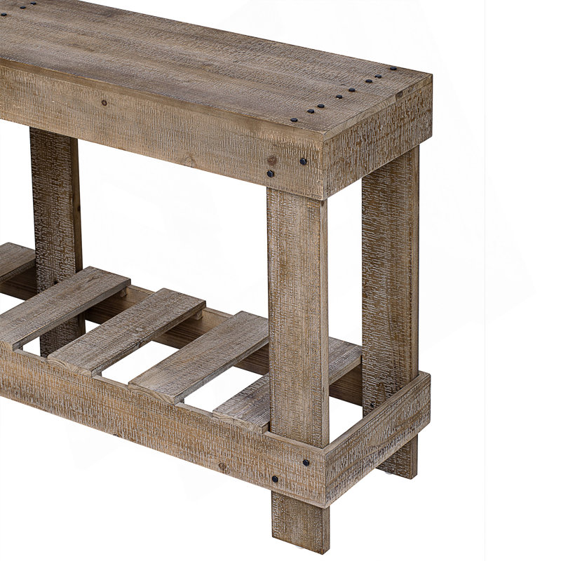 Table d'entrée 62,9 po avec bureau de 4,5 po d'épaisseur, Bois naturel