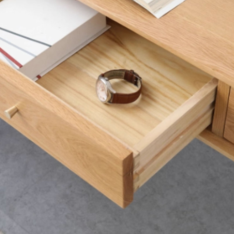 Bureau à double tiroir en chêne de style industriel, H 29,52 po x l 39,37 po x P 21,65 po