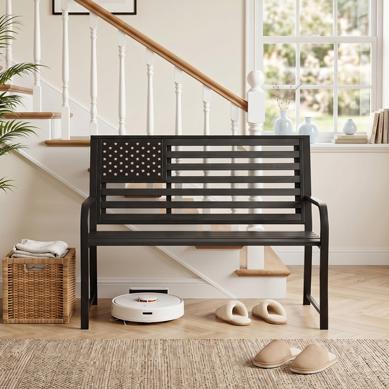 Banc d'extérieur en métal Rozy, Black