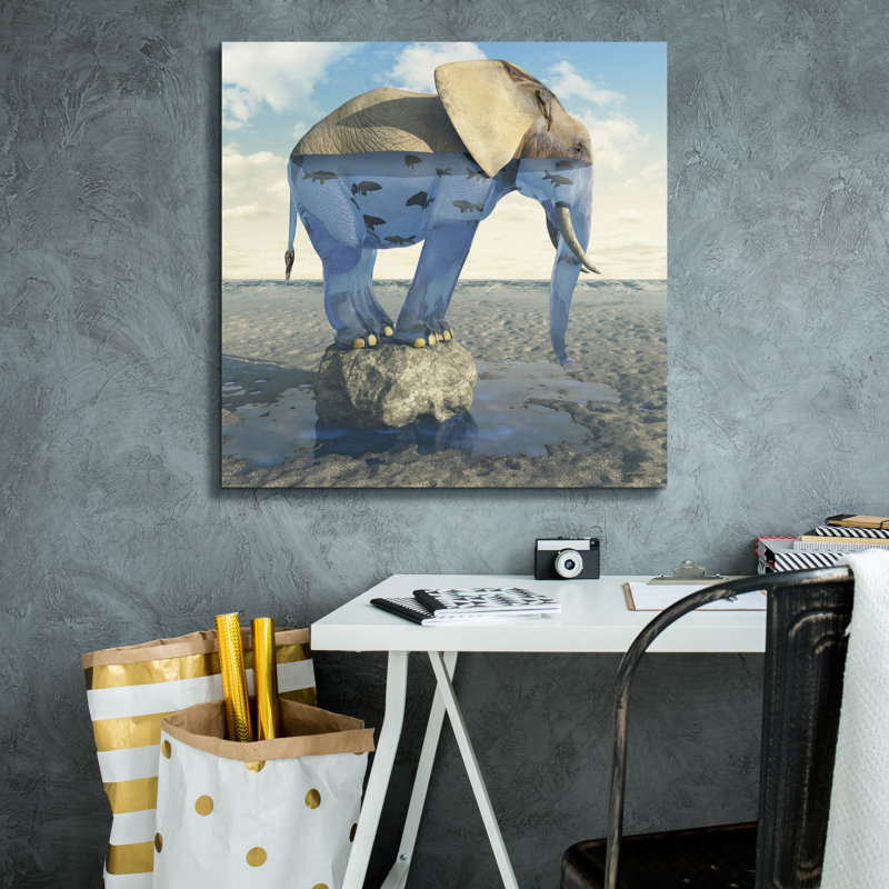 "Bungalow", "Bungalow" par Cynthia Decker, art mural sur toile, H 26 po x l 26 po
