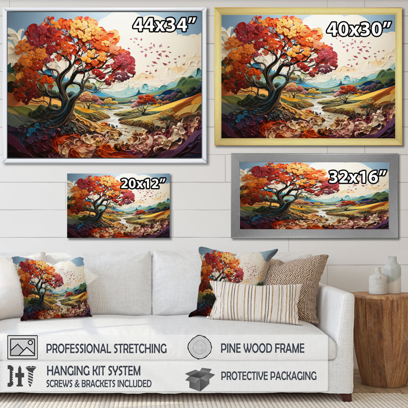 Rainbow Charm Evocations - paysages, impressions d'art mural, H 16 po x l 32 po x P 1 po, Cadre doré à une seule photo