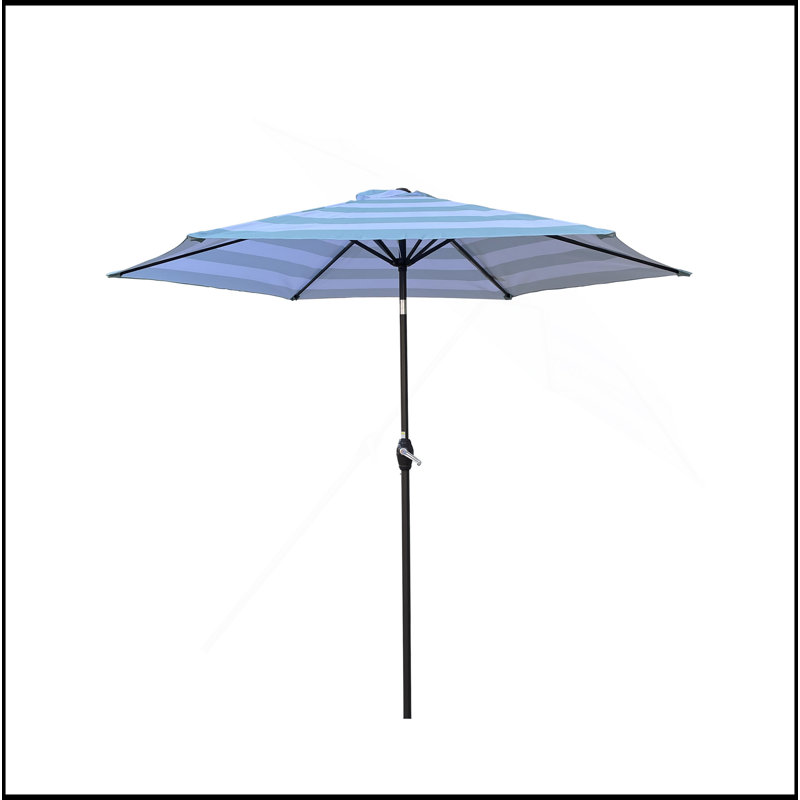 PARAPLUIE de 9 pi de qualité supérieure, Polyester rayé bleu glacier