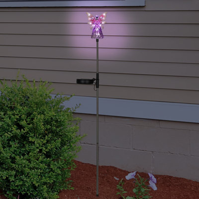 Exhart Solar Acrylic Angel with Wings and LED Lights Metal Garden Stake