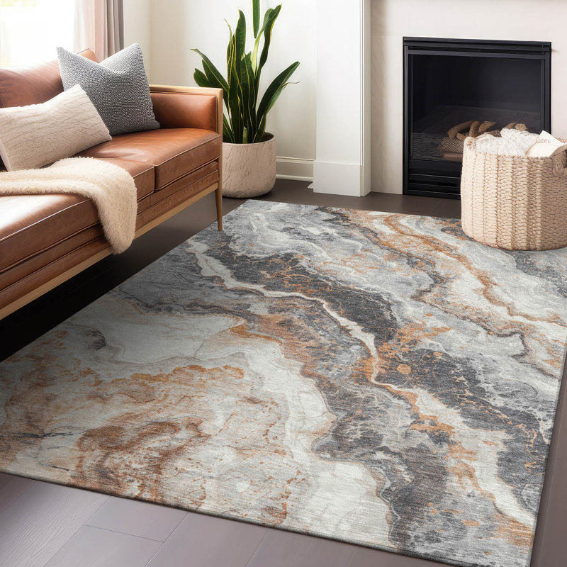 Tapis argenté intérieur / extérieur lavable à la machine Cinead ACN1709, Rectangle 10 pi x 14 pi