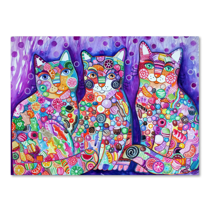 « bonbon chats », reproduction d’impression sur toile tendue, H 14 po x l 19 po