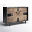 Médaillon de table rectangulaire en métal et bois noir Octavie