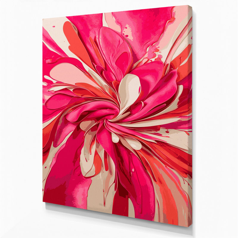 Abstrait aquarelle sur toile rose, H 14 po x l 11 po
