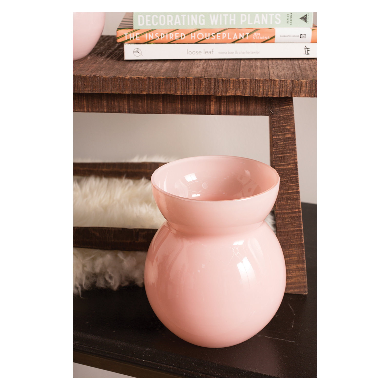 Dewey Handmade Glass Table Vase, Light Pink, 8" H x 6.75" W x 6.75" D