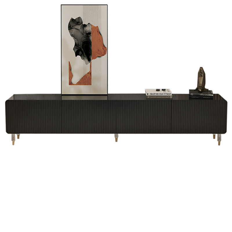 Meuble télé moderne avec tiroirs fermés, H 17,32 po x L 86,61 po x l 13,78 po, Black