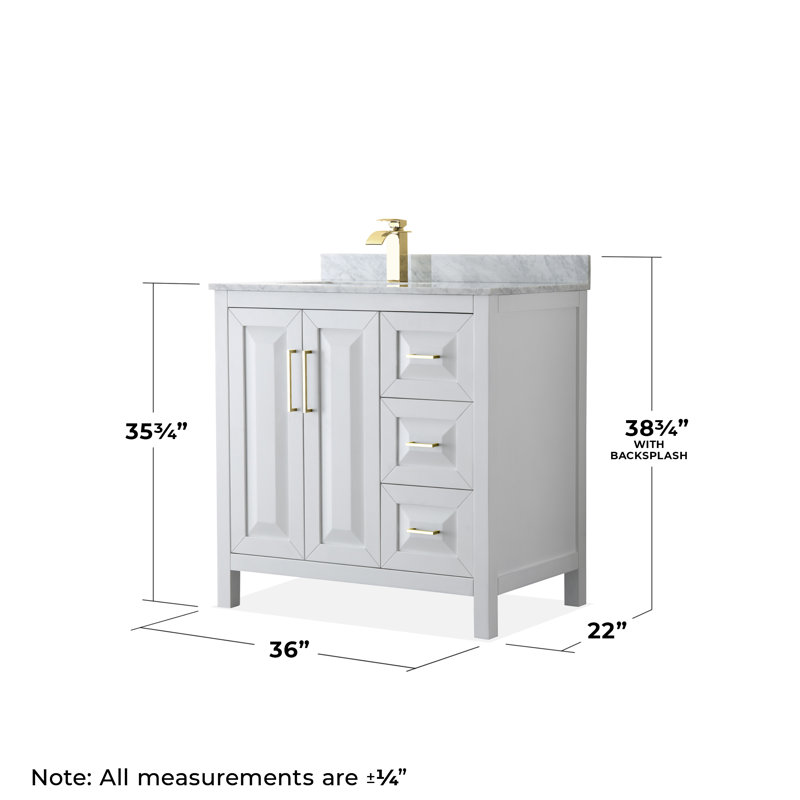 Daria 36'' W Single Vanity, White/Gold