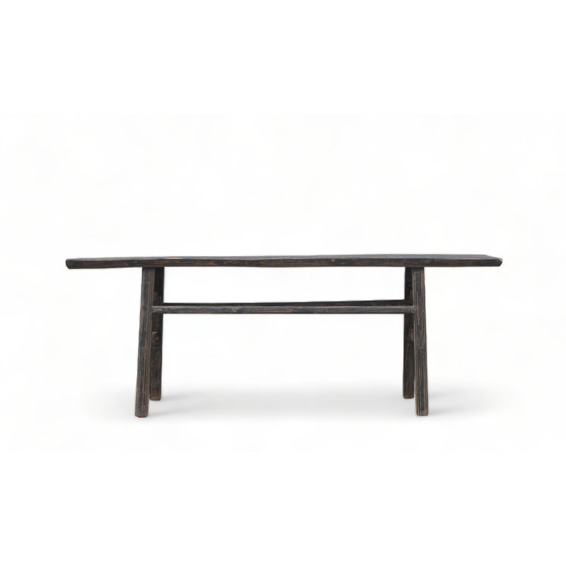 Solid Wood Console Table, 31.9" H x 88.6" W x 14.2" D, Black/Brown, Black/Brown