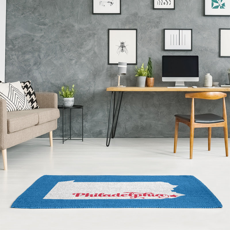 Tapis bleu zone philadelphia sports, Rectangle 5 pi x 7 pi