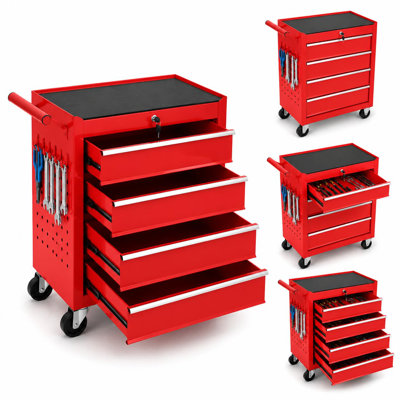 24 in Rolling Tool Chest with Wheels, 4-Drawer Tool Box Storage Cabinet - Locking Drawers, Drawer Liners, Mobile Tool Cart for Garage Workshop