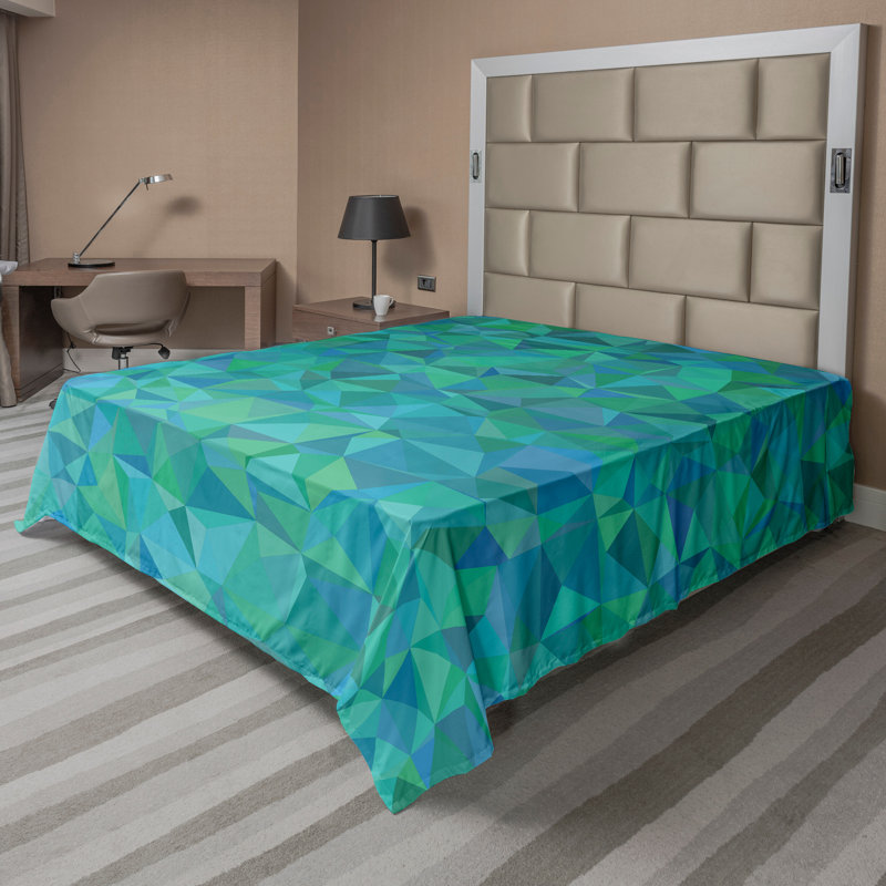 Ambesonne Nature Top Flat Sheet Glisten Fish Sunlight King Blue Purple White, Drap plat de taille double