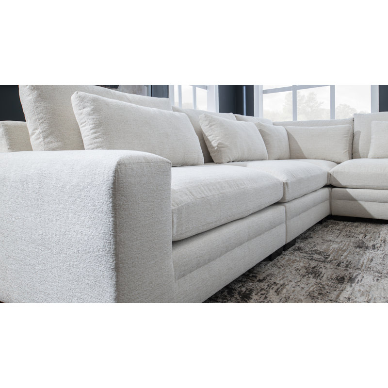 Celine 5 - Piece Modular Sectional, White Polyester Blend