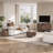 Round Coffee Table with Storage, 31.5" Walnut Fluted Drum Coffee Table with Sliding Door, Modern Mid-Century Circle Center Table for Living Room-1401715951