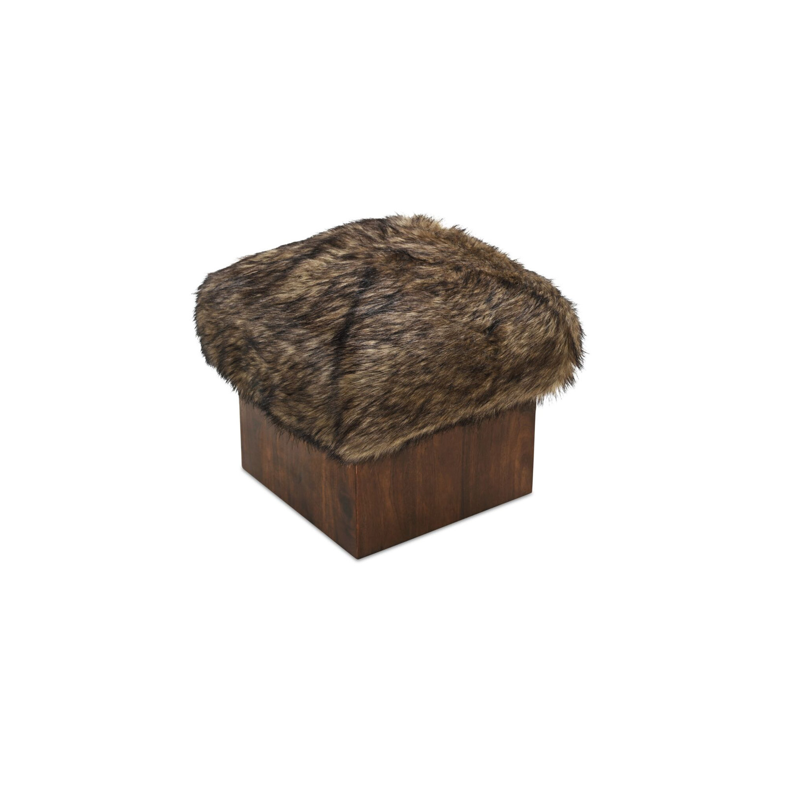 Serge Ottoman Faux Fur, Brown