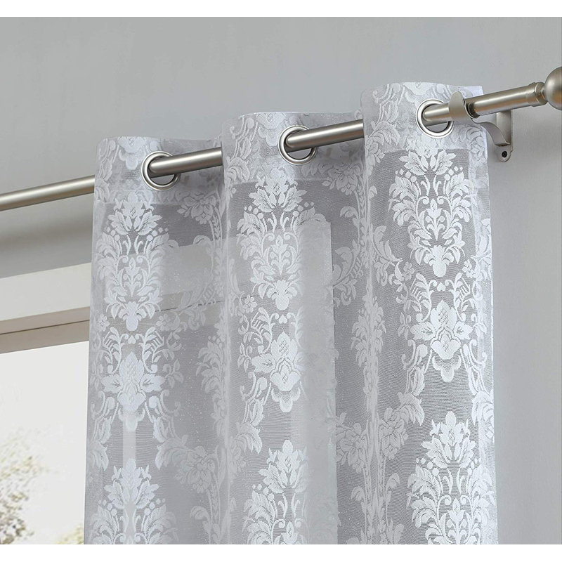 Paire de rideaux semi-transparents Lisa, Argent argent, L 38 po x L 84 po