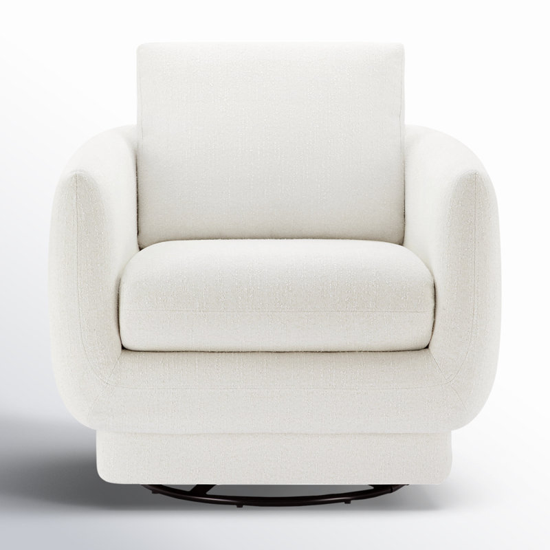 Ramel Upholstered Swivel Armchair, Mellow Ivory Chenille