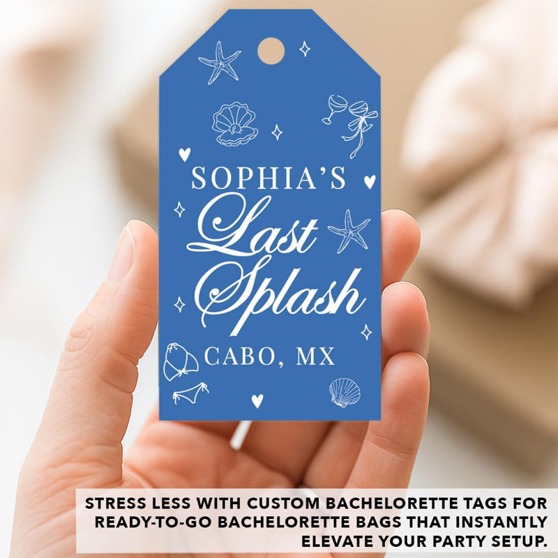 Étiquettes personnalisées personnalisées «Last Splash», étiquettes bleues «Mermaid Beach Bachelorette», paquet de 20, Oui