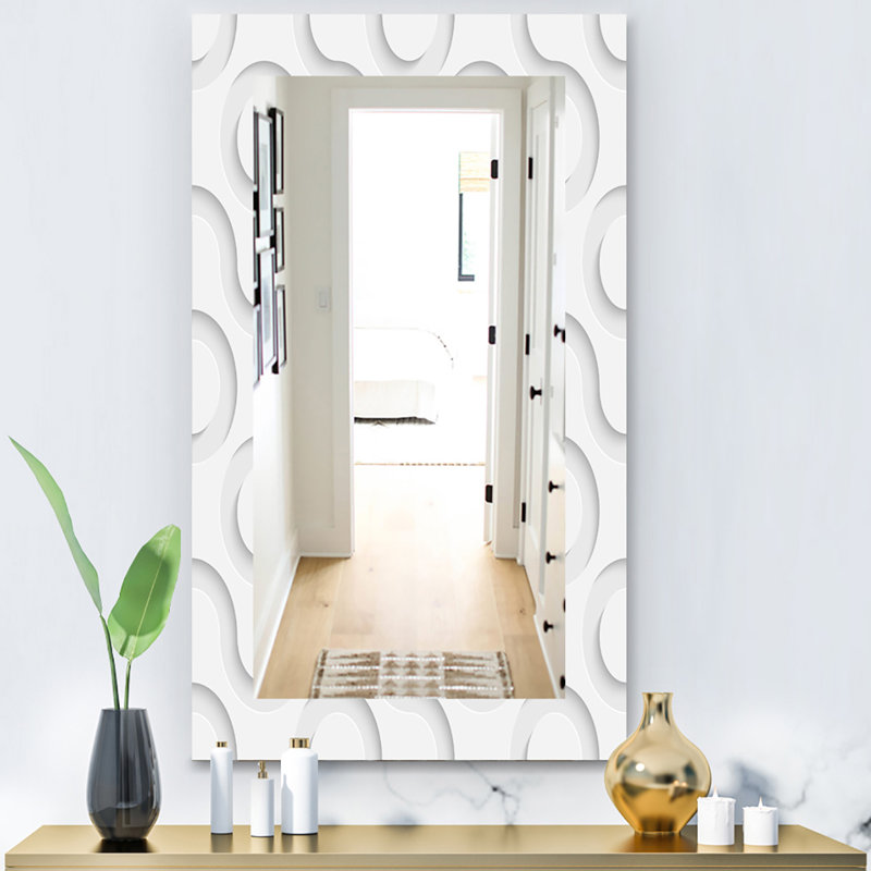 Miroir mural 15 mid-century scandinave, L 29,5 po x H 39,4 po, Géométrique 1
