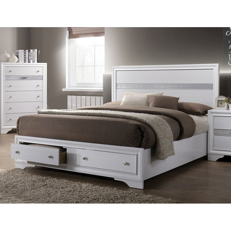 Sana Solid Wood Platform Bed, King, White