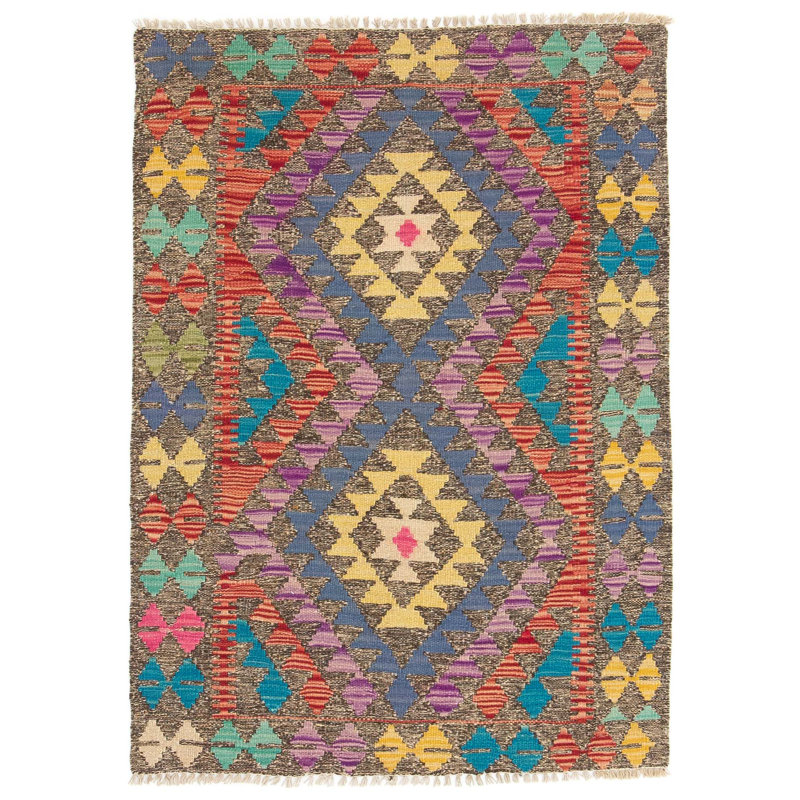 Geometric Wool Hand Woven 84cm X 117cm Area Rug