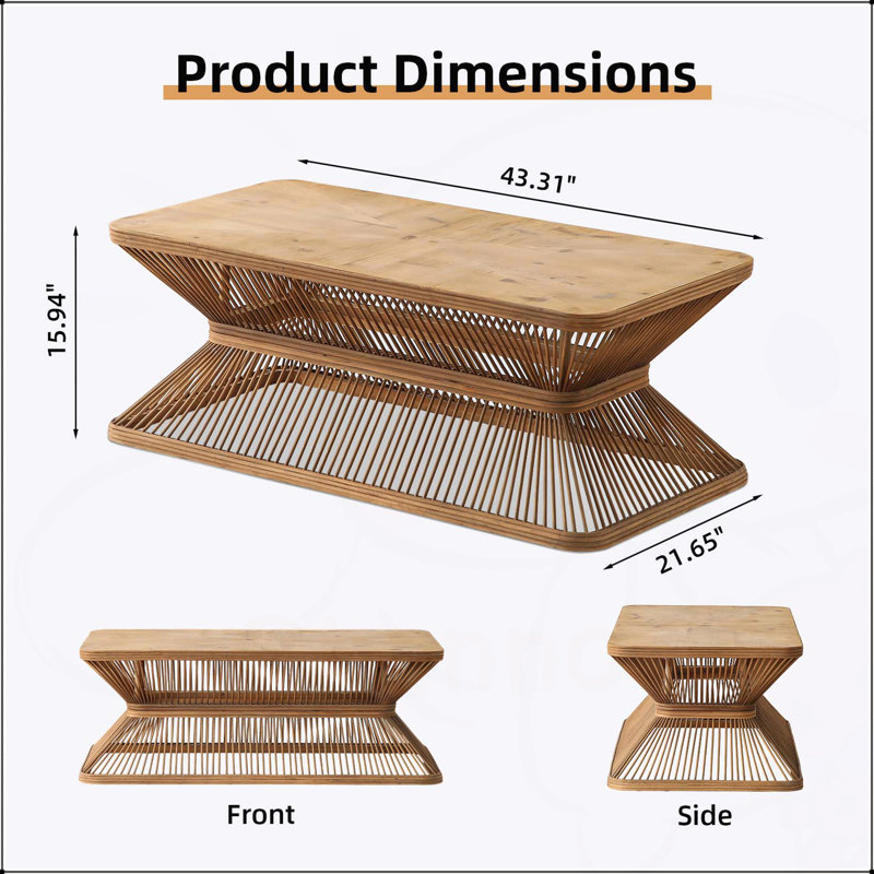 Mid-Century Modern Coffee Table, 43.3\