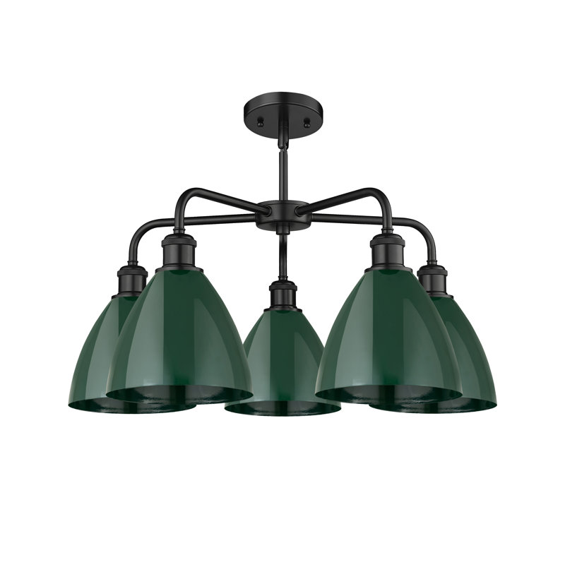 Lustre en dôme à 5 lumières Trickett, Vert, Noir mat